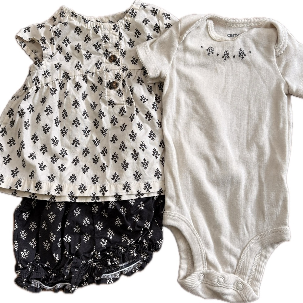 Neutral Floral Baby Set • Cream & Black